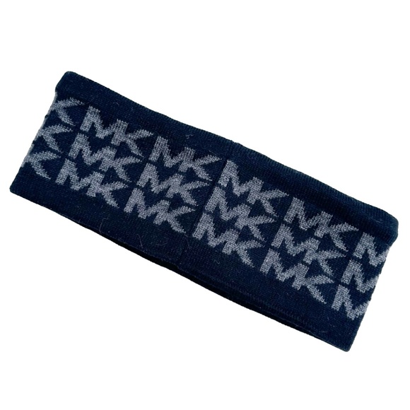 Michael Kors Knit Logo Headband MK Monogram Black Gray Unisex - Picture 2 of 3